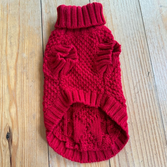Dog Sweater Handmade Crochet Knitted Red Small - Picture 2 of 6